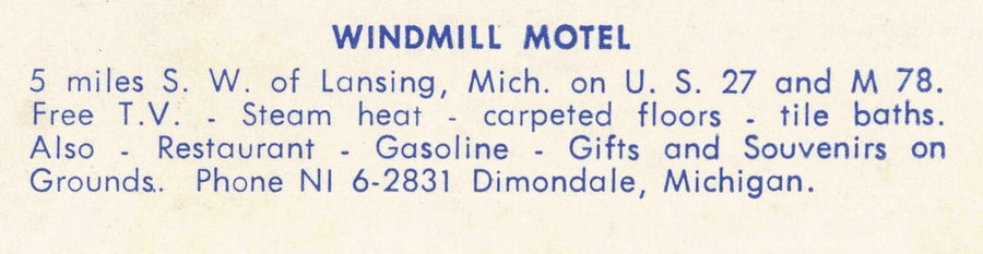 Windmill Motel (Dons Windmill Motel) - Vintage Postcard